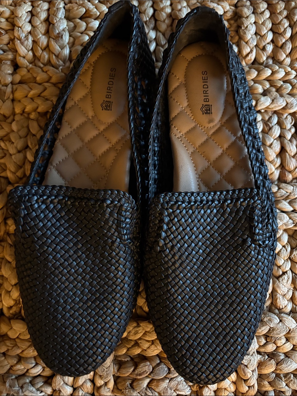 Birdies Black The Starling Woven Slip-On Flats-size 9